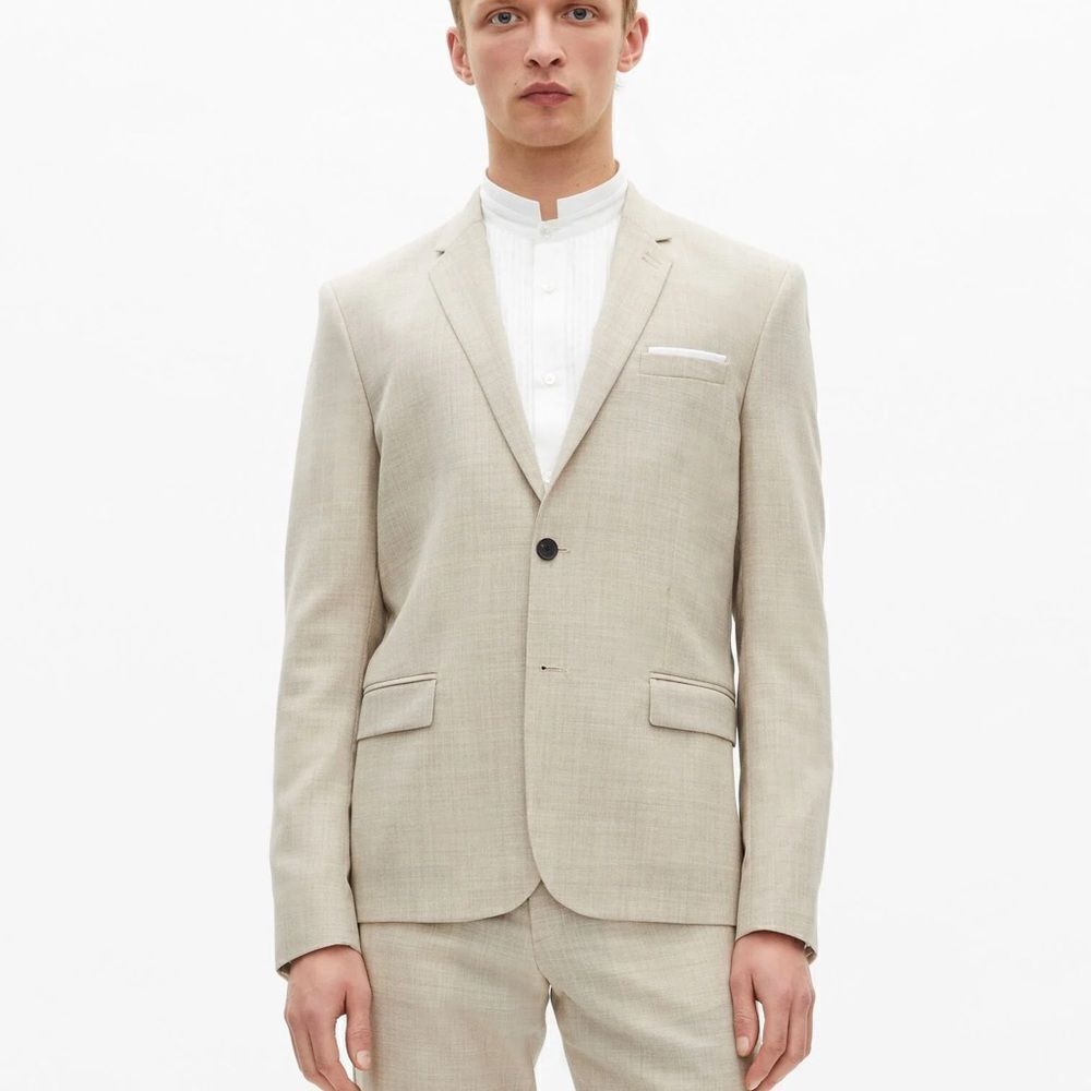 NWT The Kooples men's BEIGE WOOL SUIT FITTED JACKET size 48 French us size 38